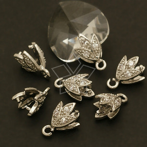 PS46-작은잎 큐빅집게 백금도금(1개)