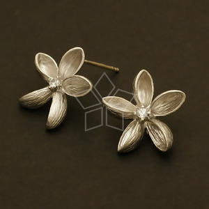 SIL404-바람개비꽃 침귀걸이 은침/무광백금(1조)