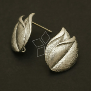 SIL332-풀잎두장 침귀걸이 은침/무광백금(1조)