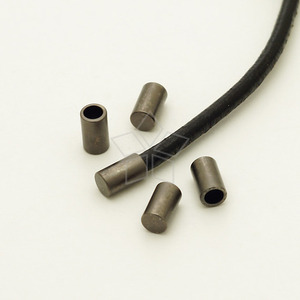 FE22-마감캡 끈,가죽줄끝마감 2mm용 무광흑도금(10개)