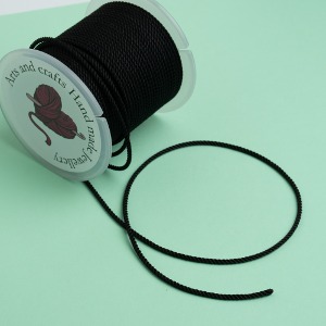 WR72-블랙 2mm 자가드 목걸이끈 팔찌끈 팔찌줄 목걸이줄 재료 블랙(1m)