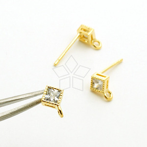 SIL785-솔리테어 다이아몬드 CZ 침귀걸이 은침/골드(1조)